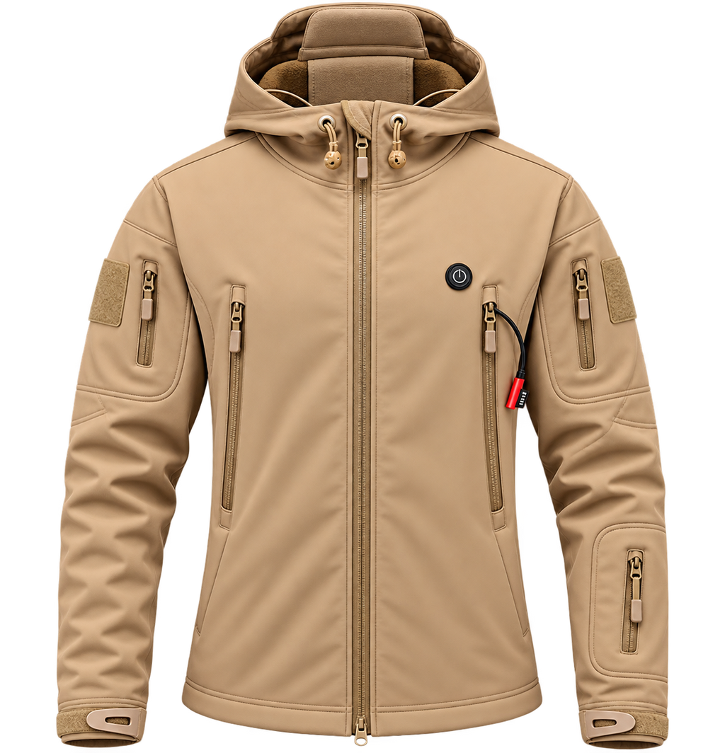 Chaqueta calefactable con capucha en beige