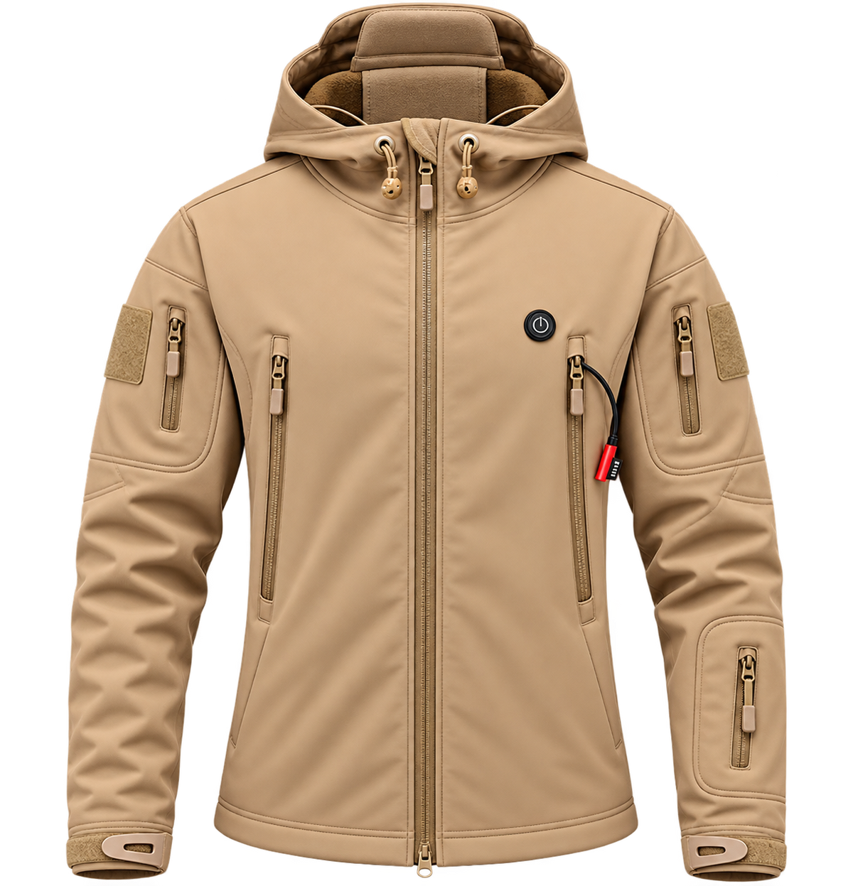 Chaqueta calefactable con capucha en beige