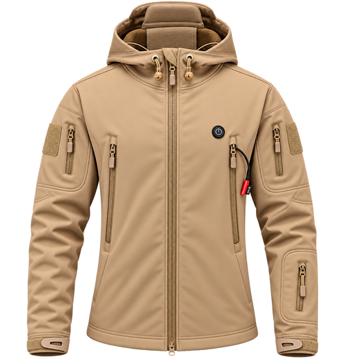 Chaqueta calefactable con capucha en beige