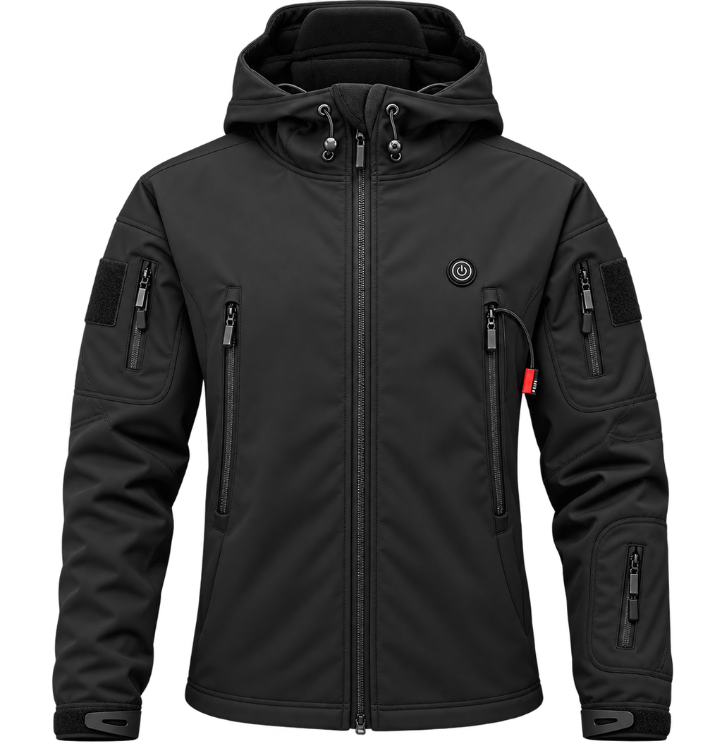 Chaqueta calefactable con capucha en negro