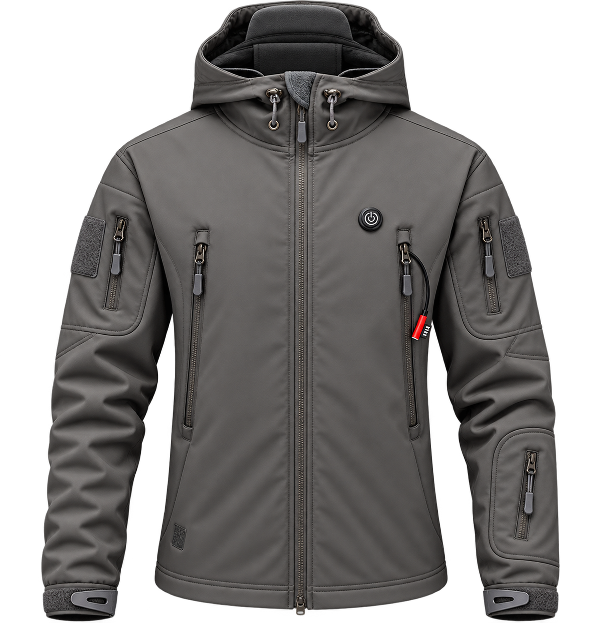 Chaqueta calefactable con capucha en gris